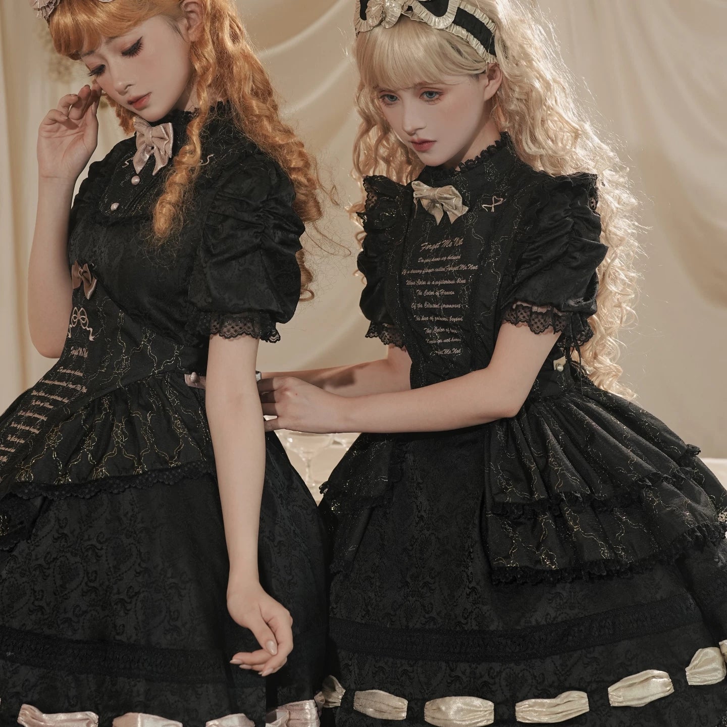 Dream Poem Sweet Classic Lolita OP Dress with Apron Two-Piece