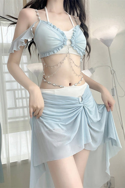 Light Split Mermaid Swimsuit Blue Set