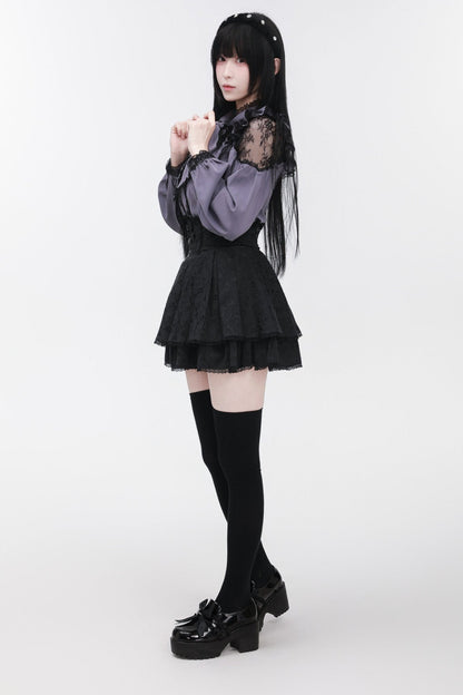 リボンショルダーブラウスレース