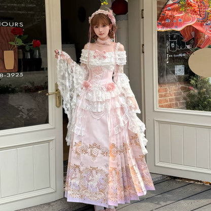 Pink unicorn mamian skirt and corset styled outdoors