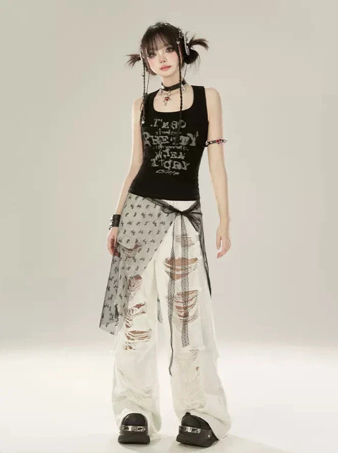 リップドデニム ワイド ホワイト