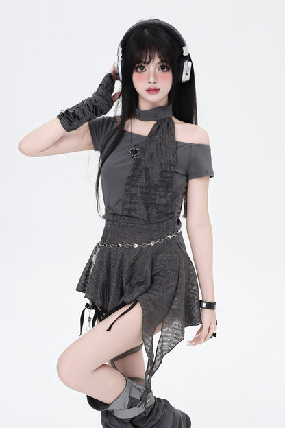 オフショルダー スリム ダーク スイート トップ