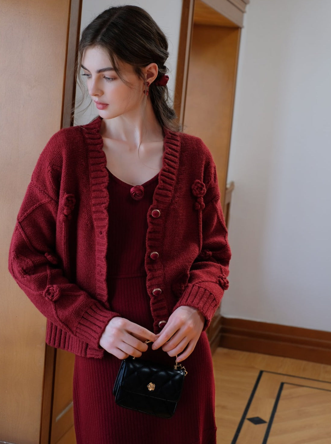 キャミソール ローズ ローズフラワー クイーン ドレス カーディガン