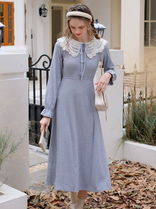 ドレス ブルー レトロ エレガント