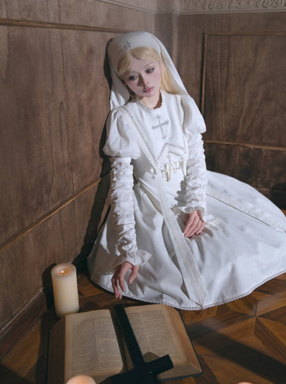 White Cross Moon Lolita Pure Dress
