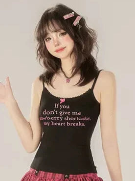 Rockband + Top Cake Cami Print Check Schwarz