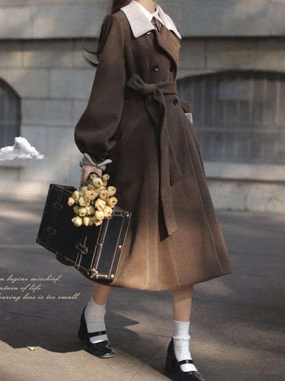 Sleeveless Coat Belt  Ribbon Classic Layered Accessory Dress Brown Check Retro Pearl Volume