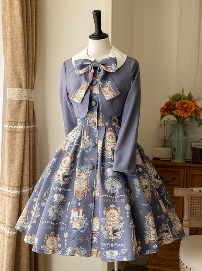 プリントレガントジャケットドレスクラシックセットエコーエターナルエコーロトール