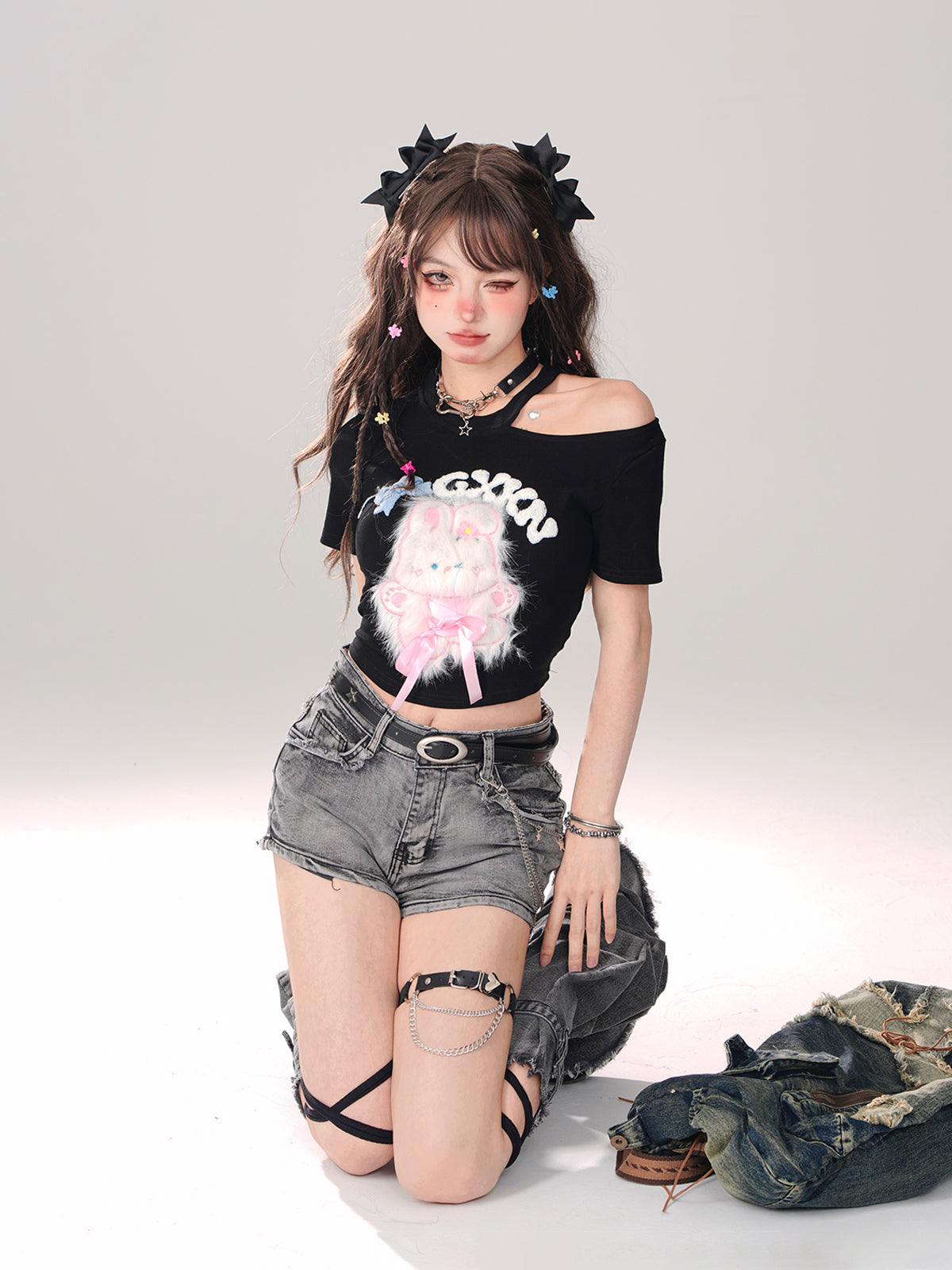 サマーバニー スウィート オフショルダー Tシャツ