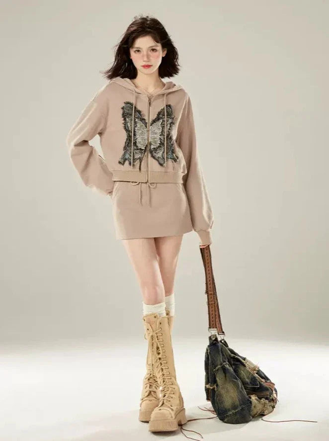 Sports Casual Hoodie Hooded Butterfly Patch