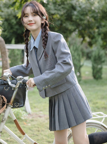 カレッジ+スタイル プリーツスカート タイブラウス ブレザー