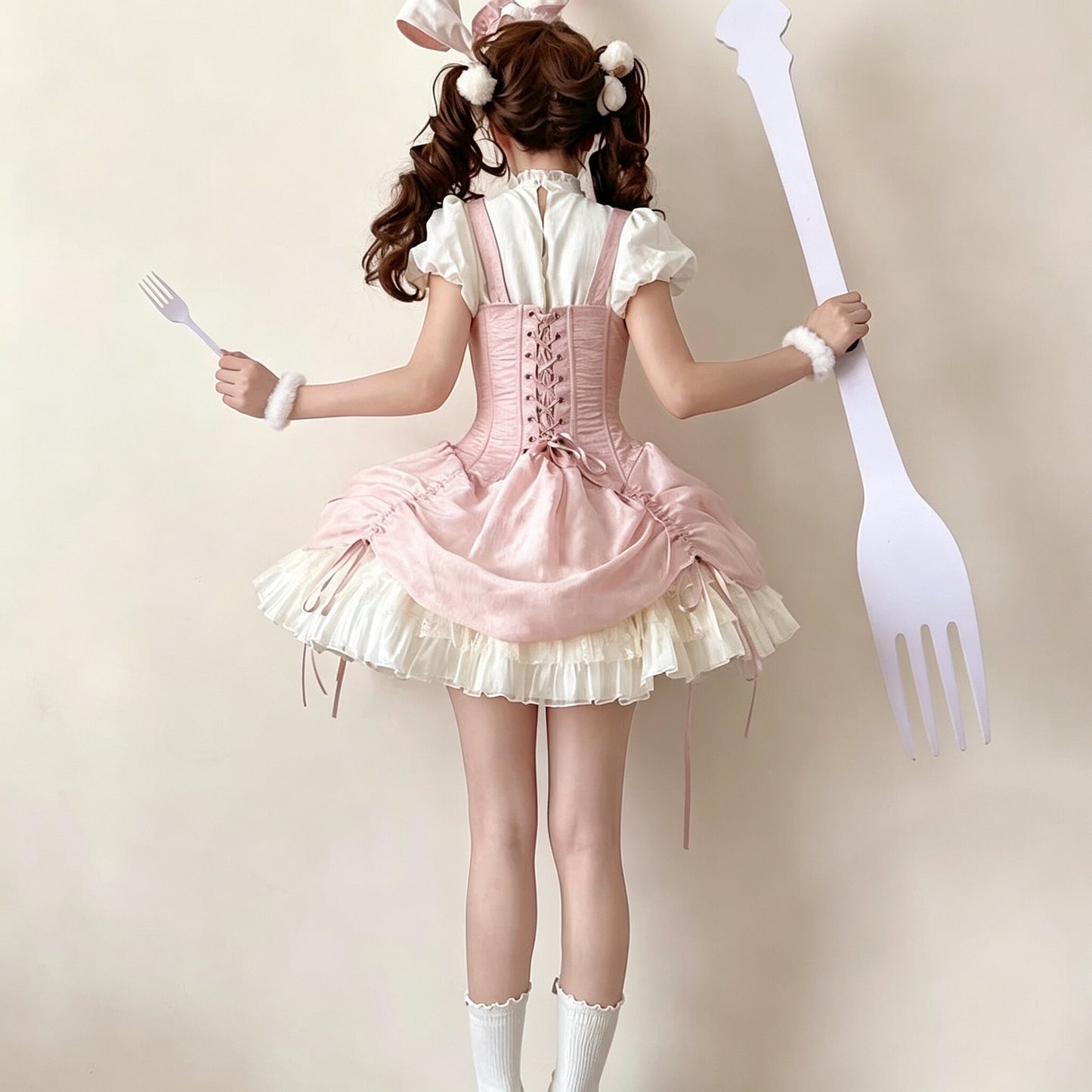 Bloé Rabbit Lolita JSK – Boned Waist-Cinching Princess Dress | Caramel Antique