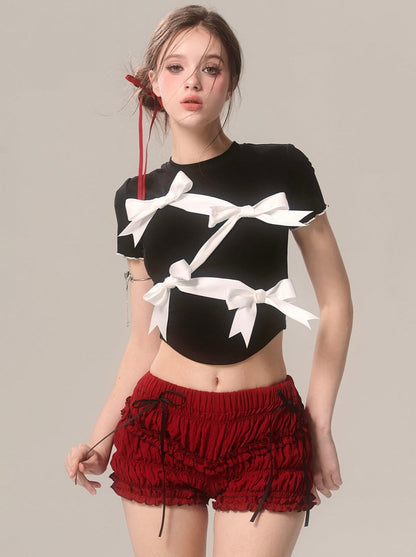 ラッフルチェリーショーツ レッド