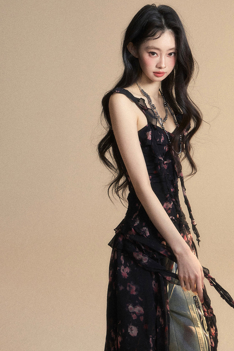 シフォントップ アシンメトリー ワイルドフラワー リザーブス キャミソール