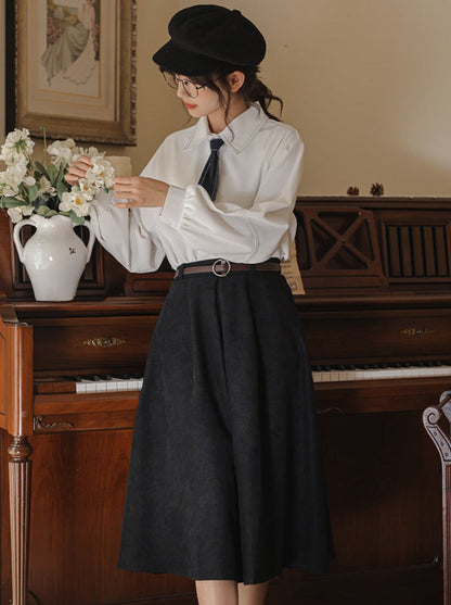 Hemd + Rock Ausgestellte Wolle Preppy