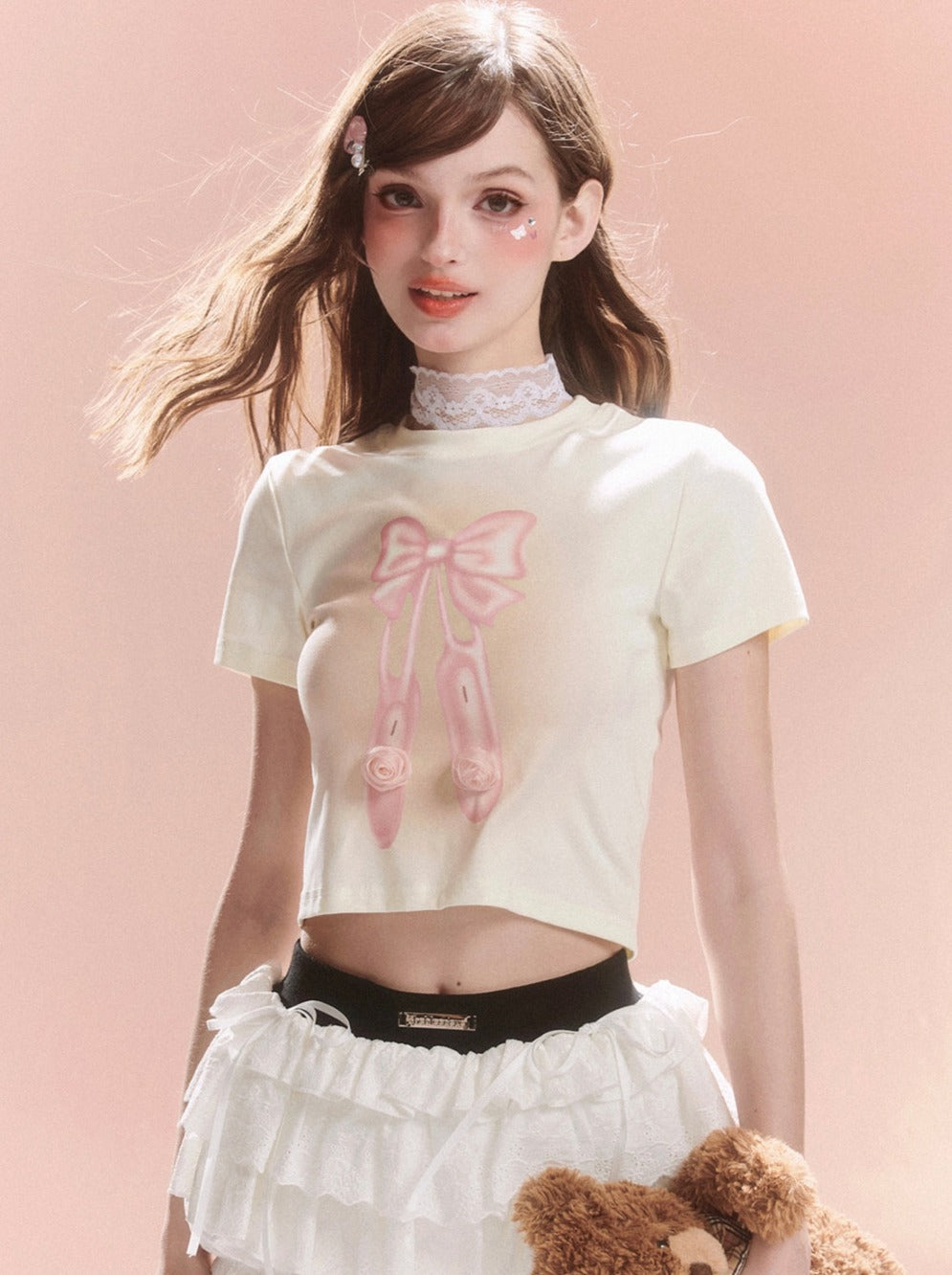 Design Süßes kurzes Top mit Schleife