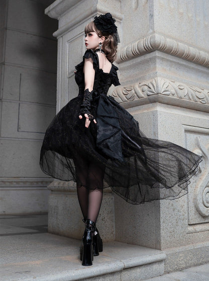 Rose Dress Black Flared Gothic Lolita