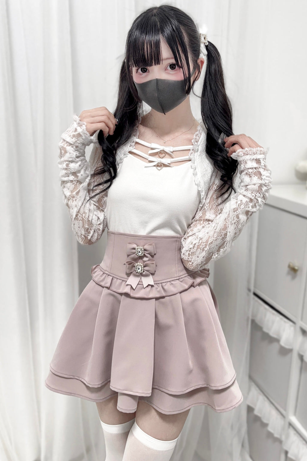 Reservations Top Open Collar Lace Sheer