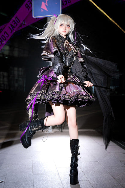 セット予約 ゴールドケープアップ商品 ファントムブラックパープルスモールドレス カイト