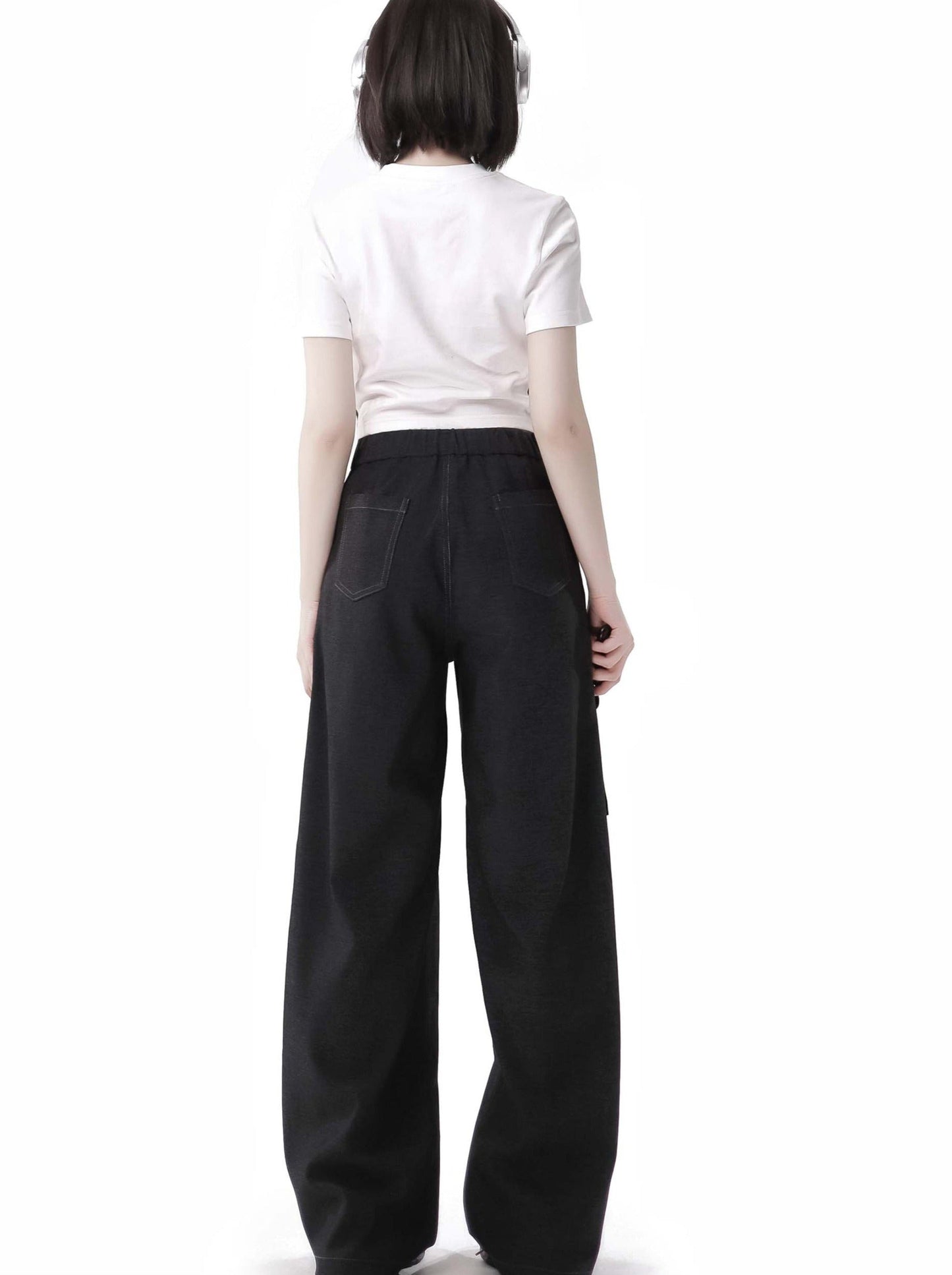 Summer Design Straps Pants Rabbit Off-Shoulder Black White Hoodie Tops Suit