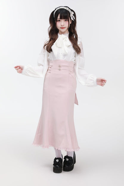 リボンショルダーブラウスレース