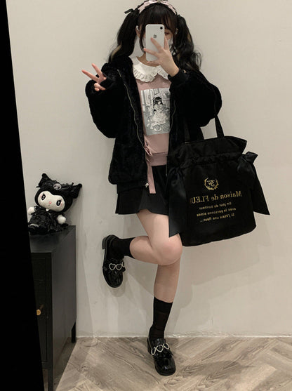 イラストプリントドールカラースウェットシャツ