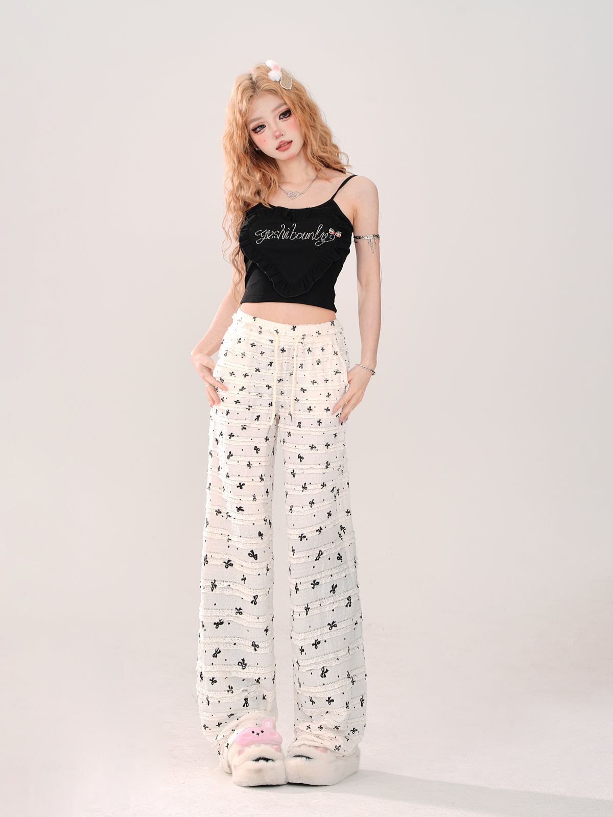 ゆったりリボンクールカジュアルパンツ