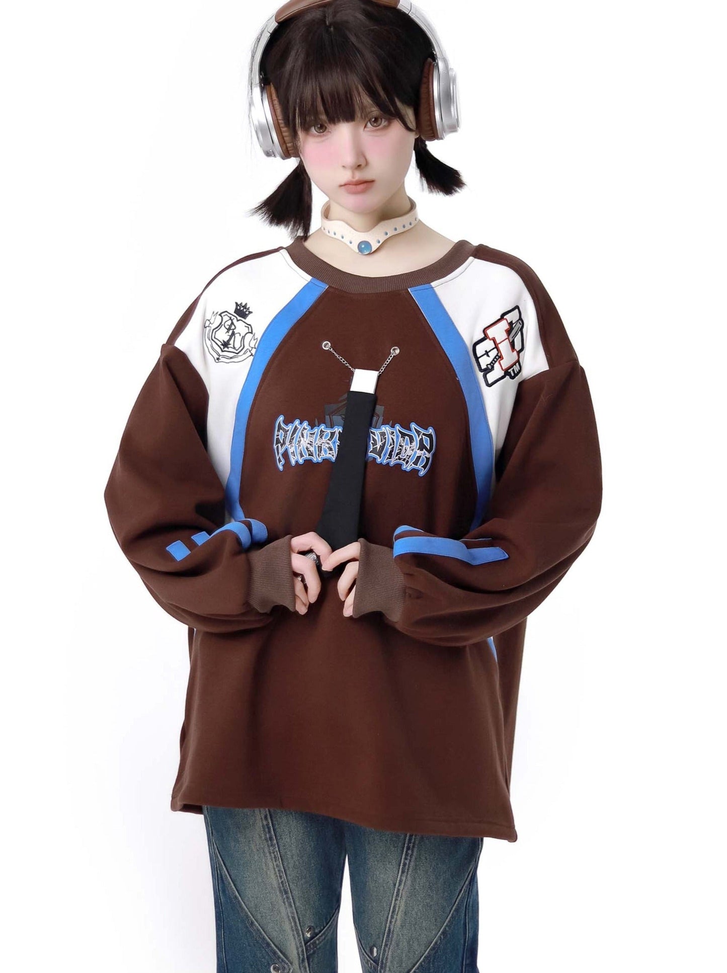 Farbe Sweatshirt American Retro Loose Contrast