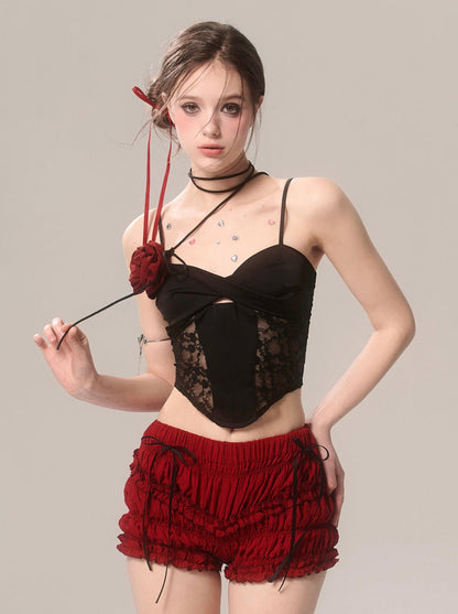 ラッフルチェリーショーツ レッド