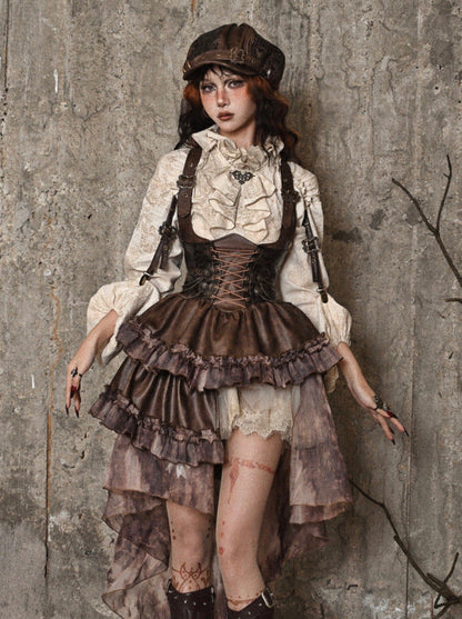 Maillard Brust PU Rock Asymmetrische Steampunk Strap Unterstützung