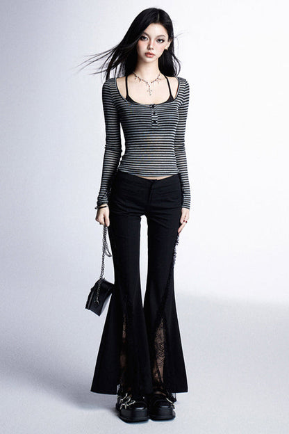 スパイシーレースマイクロフレアパンツ