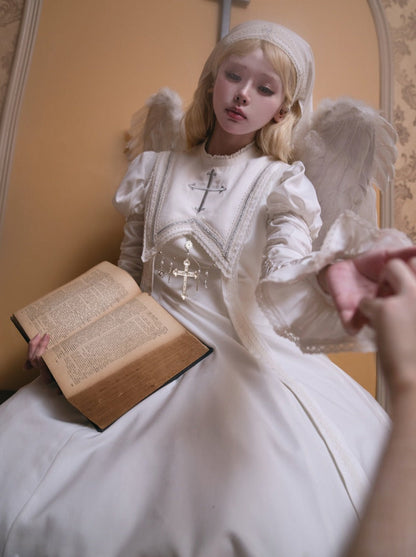 White Cross Moon Lolita Pure Dress