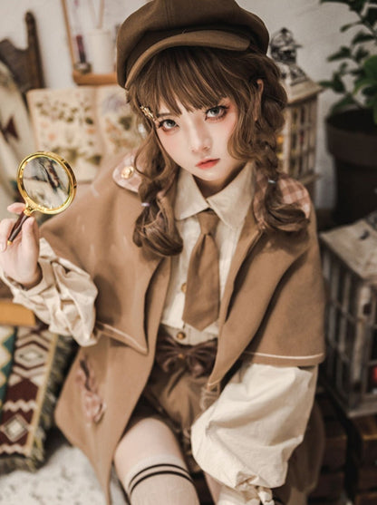 レトロな探偵ウールマントジャケット