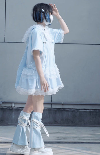 Bow Frilled Big Hooded Girly Long Bunny Dress Ears