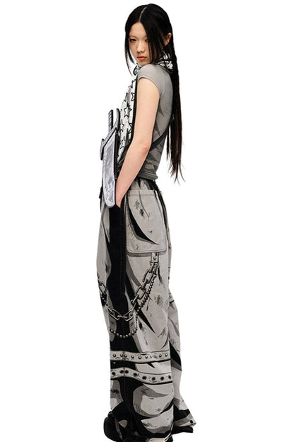 Hand 3D pants design loose painted