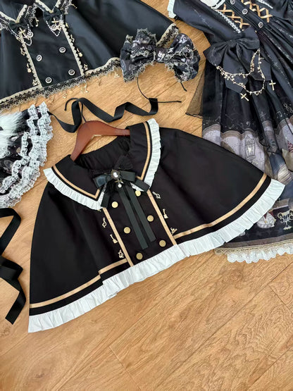 White-lace Cat Choir cape laid flat