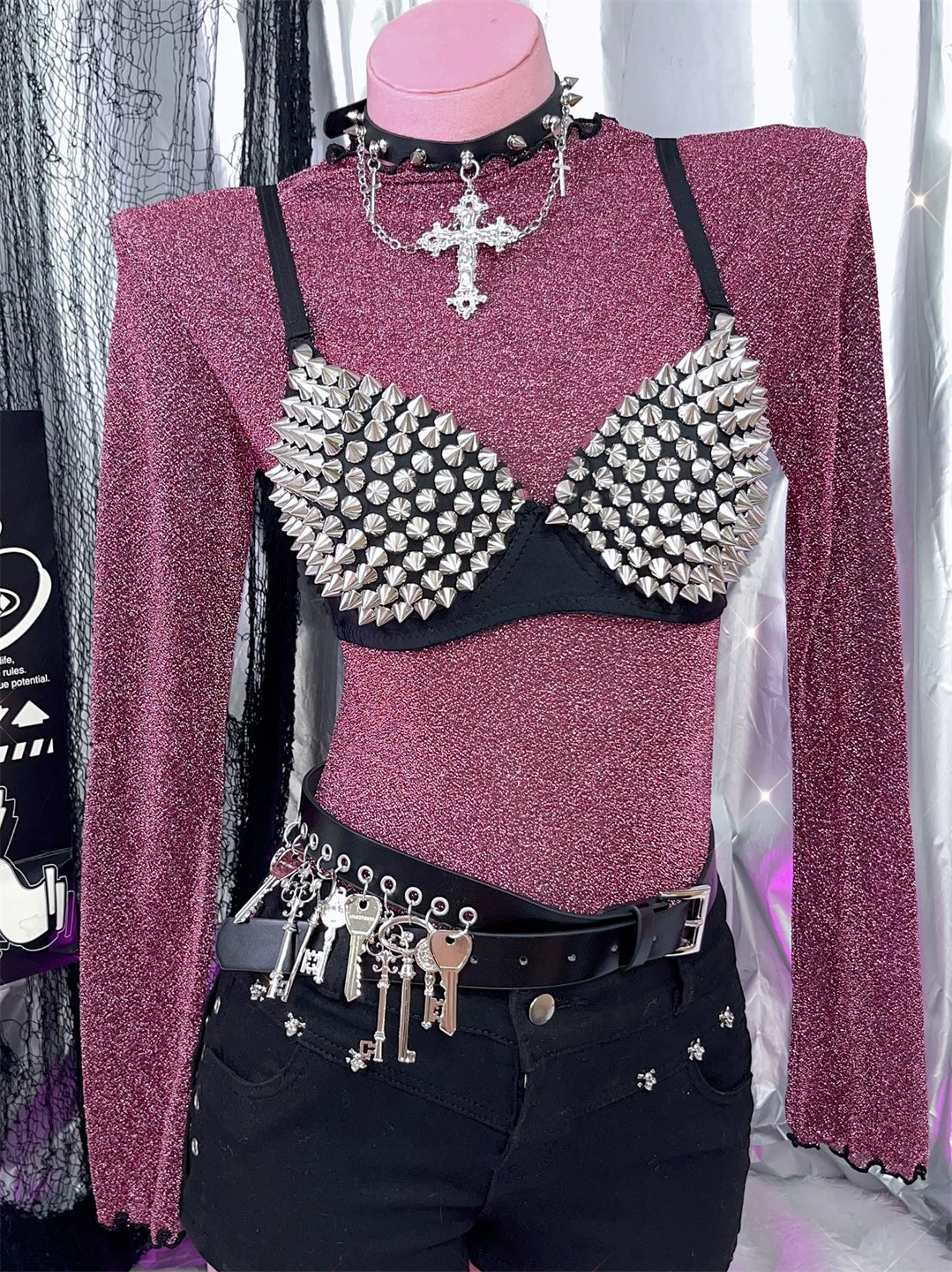 Rivet Rock Black Outerwear Punk Dark Bra