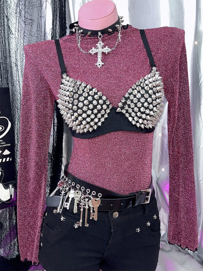 Rivet Rock Black Outerwear Punk Dark Bra