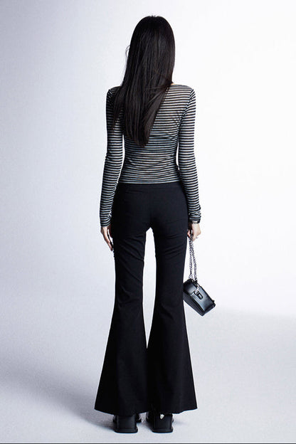 レトロブラストライプスクエアインナーTシャツネックショート+