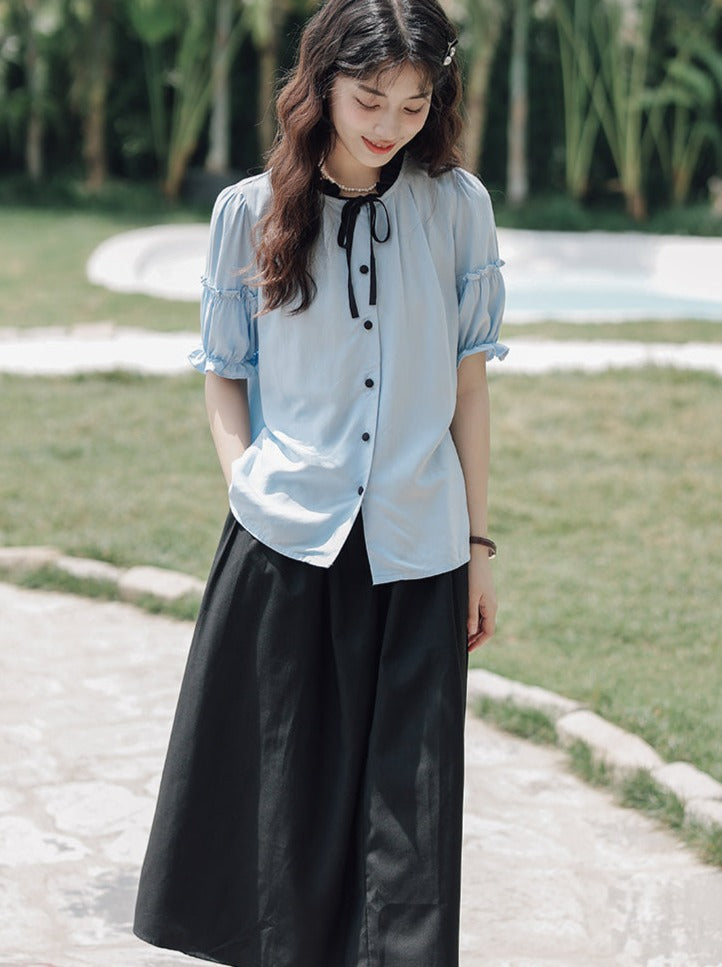 Lce Flared Long + Rock Shirt Retro Sommer Blau
