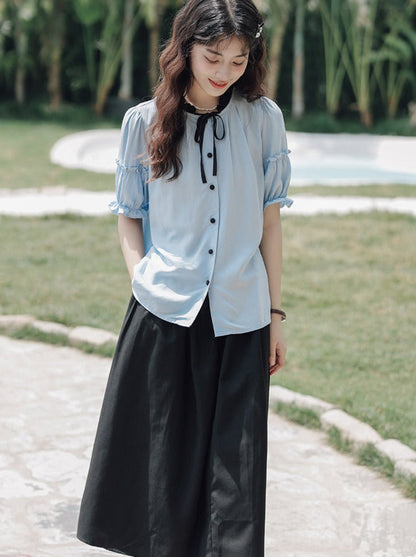 Lce Flared Long + Rock Shirt Retro Sommer Blau