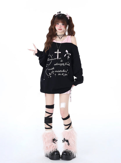 Off-Shoulder Zweiteiler Lazy Cool Faux Top Sweet Girly