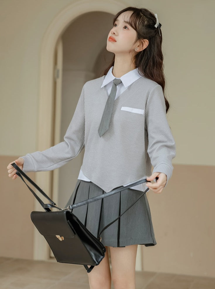 Asymmetrische College-Oberteile Retro Casual