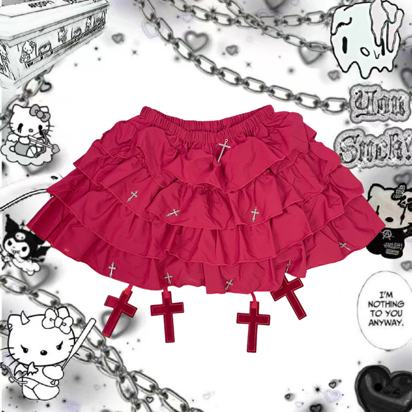 Y2K Subculture Niche Cross Fluffy Cake Skirt