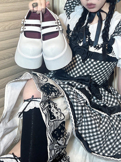 Gothic Round Retro Platform Toe Shoes Matte Punk Lace