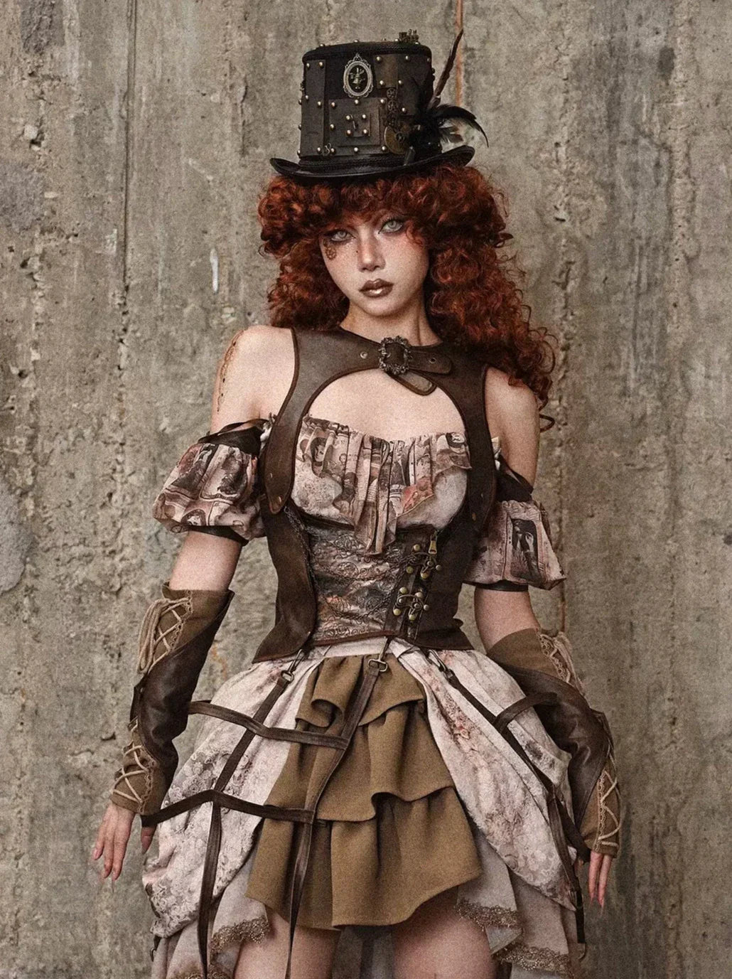 レザーケージレトロバードベストスチームパンク