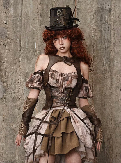 レザーケージレトロバードベストスチームパンク