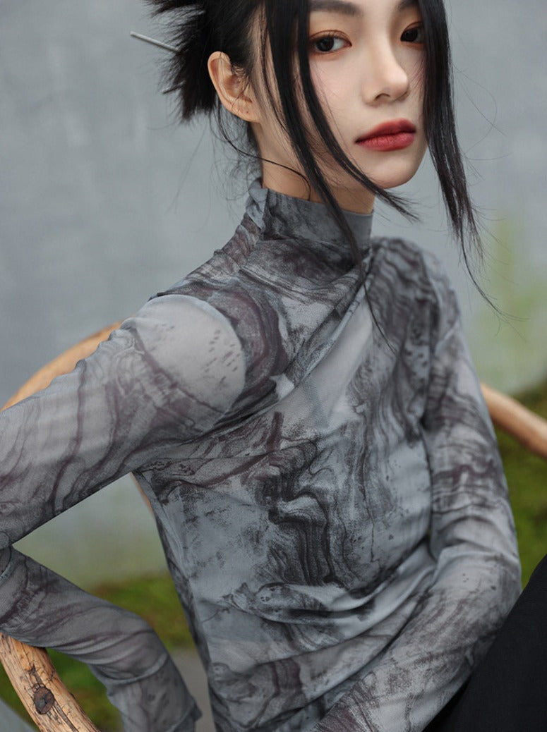 Retro dunkles transparentes Oberteil