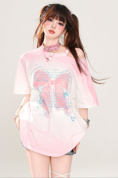 リボンTシャツ メロディー ストラップレス