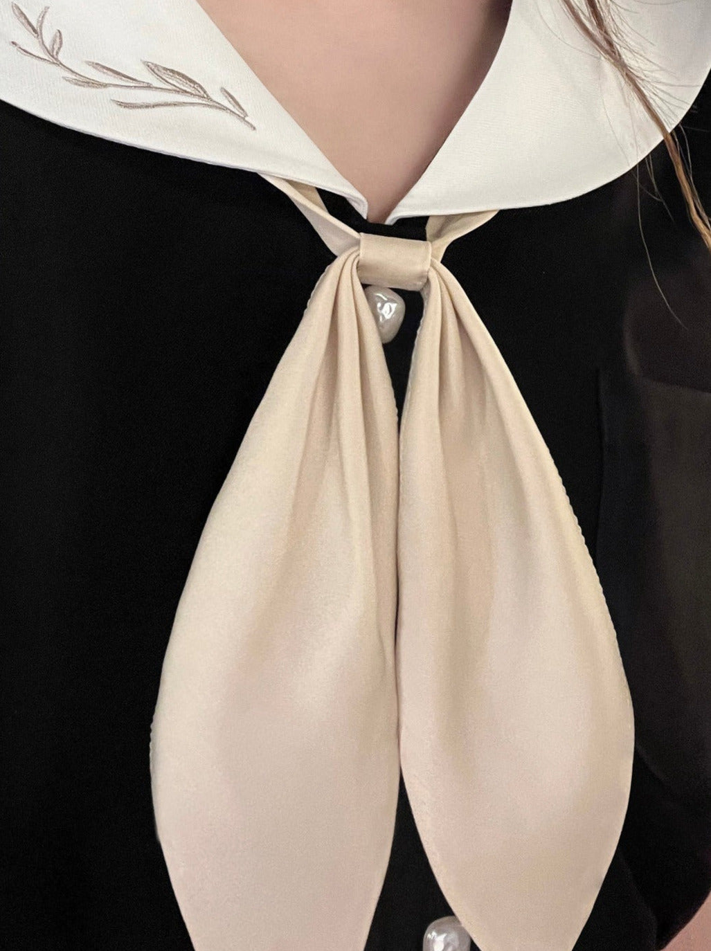 Hemd Elegante Boxärmel + Ohr Französischer Seemann Hase Retro Krawatte Puffkragen Faltenrock